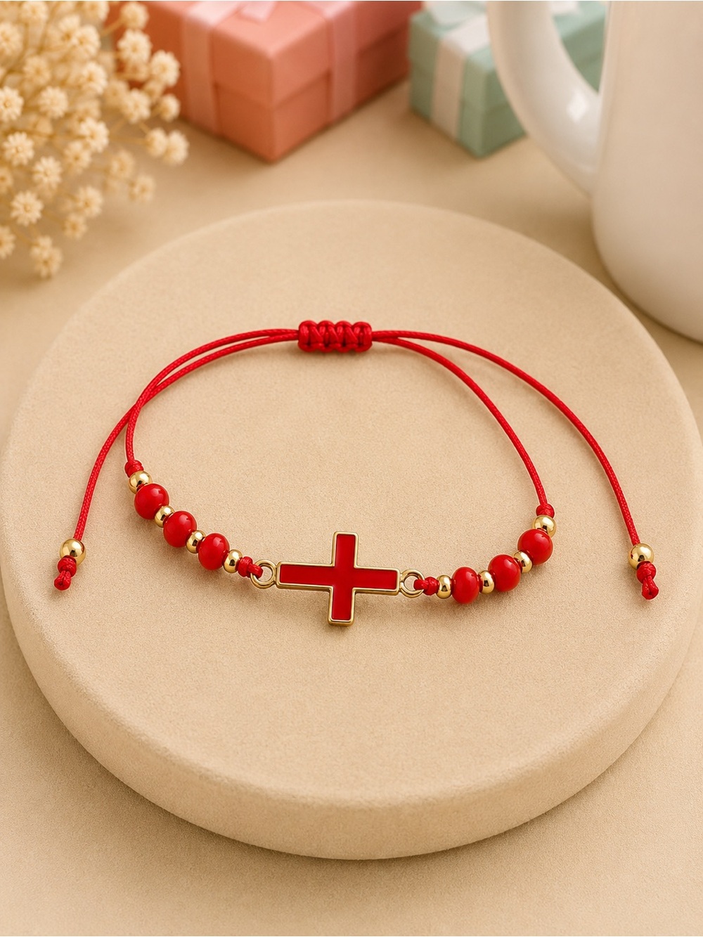 Red Cross Charm Adjustable Bracelet - Unbranded